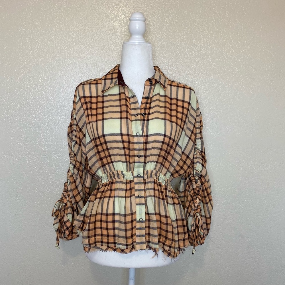 We the Free Pacific Dawn Plaid Shirt XS NWT - Picture 5 of 12